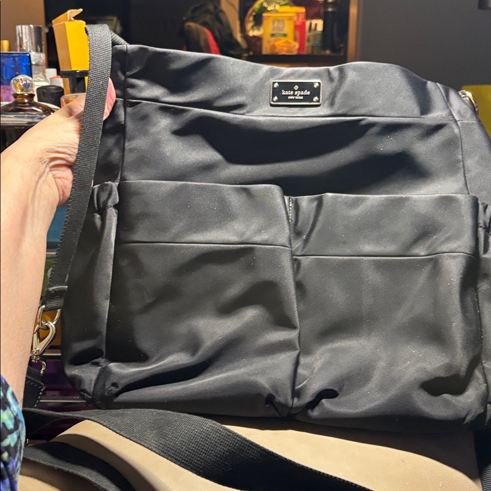 Kate Spade Black Diaper Bag/Laptop/Business Shoulder Bag With Pad 13"x17"